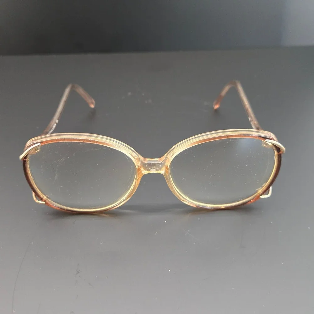 Sophia Loren Zyloware 040 29 Vintage Oversized Oval Eyeglasses Frames Peach Gold